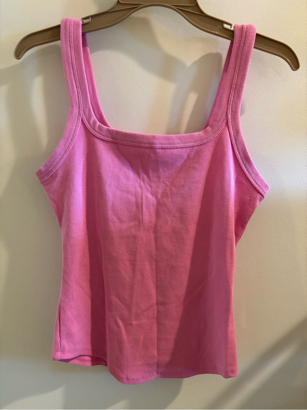 Bozzolo Pink Ribbed Square-Neck Tank Top